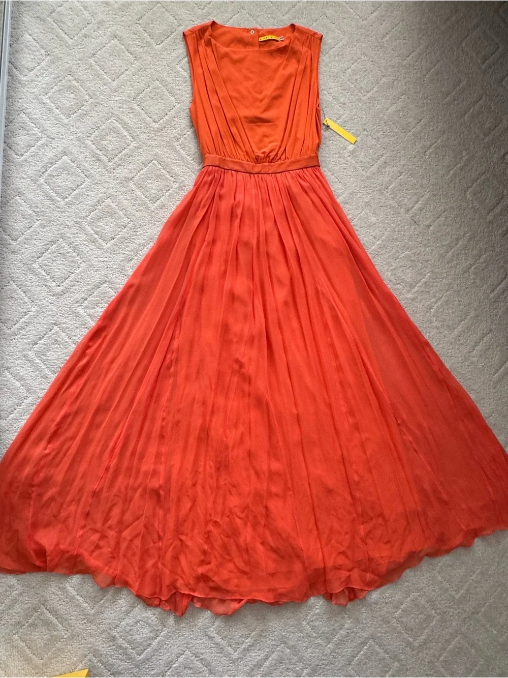 Alice+Olivia by Stacey Bendet Leather Waist Soft Orange Maxi Dress/ Gown/6/NWT - Picture 3 of 17